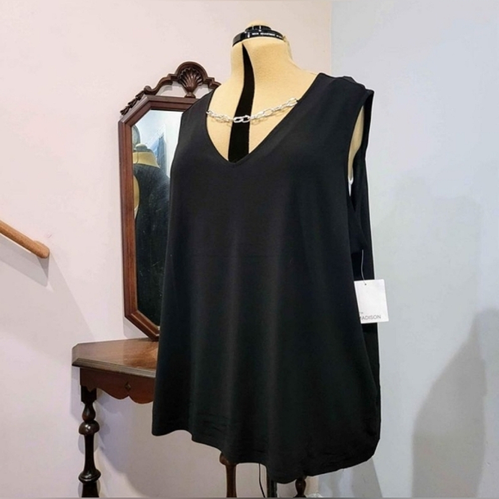 NEW 3X 89th + Madison Sleeveless Black Blouse